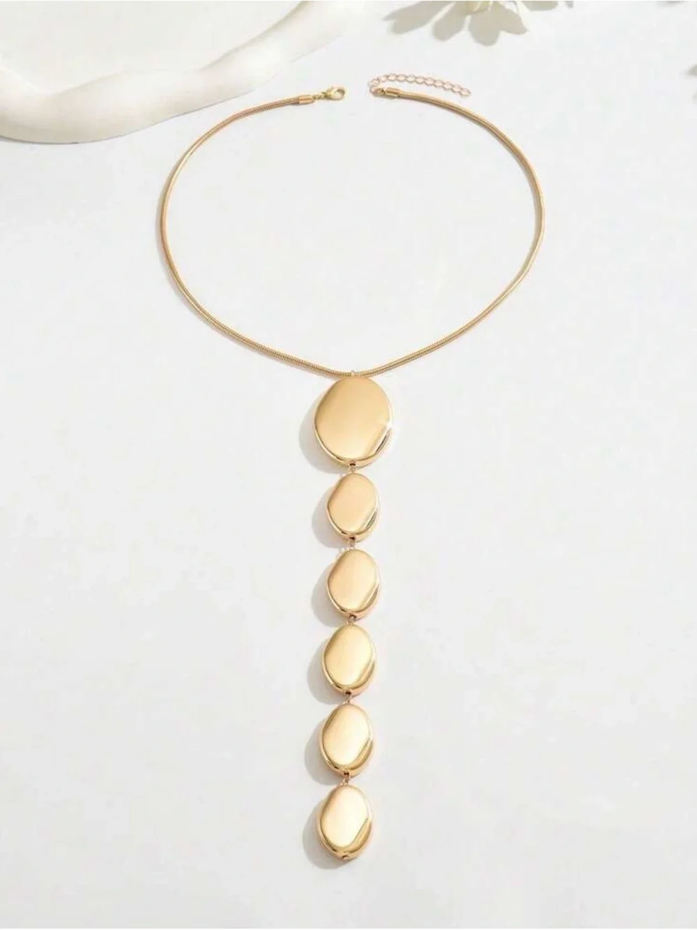 Gold Waterfall Pendant Necklace Long Statement Drop Jewelry